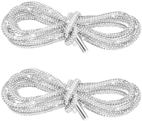 Bewudy 2 Pièces Lacets à Paillettes, Lacets en Strass, Lacets de Chaussures, Lacets Ronds de Remplacement, Sangles de Corde de Diamant Scintillantes pour Corde de Capuche, Baskets, Accessoires