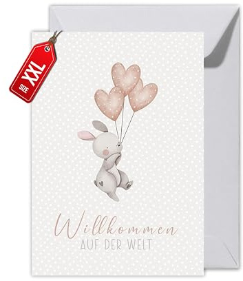 Tarjeta de felicitación de nacimiento con sobre (tamaño XXL, DIN A4)