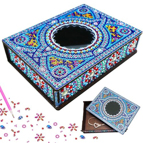 KBIBCK Diamond Painting Schmuckkästchen, DIY Diamant Malerei Schmuck Box,Schmuckkästchen Aufbewahrungsbox DIY Diamant,Mandala Diamond Painting,Diamond Art Storage Box Geschenke für Mädchen (MH201)