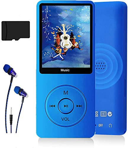 MP3-Player, Musik-Player mit 16GB Micro SD Karte, Ultra Slim Musik-Player mit eingebautem Lautsprecher, Photo Viewer, Video Play, FM Radio, Voice Recorder, E-Book Reader