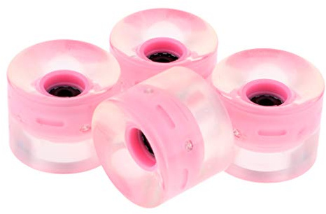 BDJXOZYH 4 delar 60 mm upplyst skateboard longboard hjul blixt på natten 78A rosa