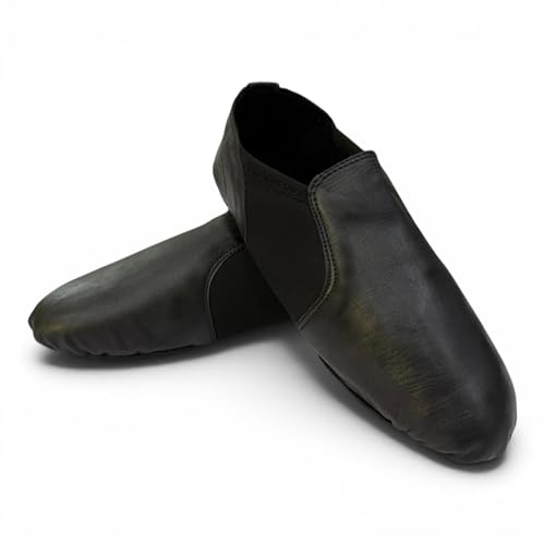 ROARMAX Black Jazz Shoes - Genuine Leather and Neoprene - Split Sole - Flexible Lightweight Dance Shoes for Girls and Women