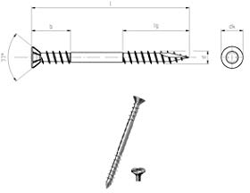 JD Plus Terrassenschrauben A2 | Abmessung: 5,0 x 70mm VE = 100 Stück | Senkkopf mit I-Stern T25, Schneidkante