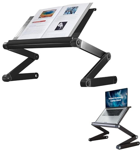 Uncaged Ergonomics Support réglable pour Livre et Ordinateur Portable – Support Portable en Aluminium pour manuels Scolaires, Livres de Cuisine, Livres de Recettes et tablettes