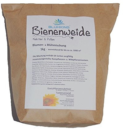 1kg Bienenweide Nektar & Pollen Blühmischung Blumenmischung Blumenwiese für bis zu 1000m² von BLÜHKING®