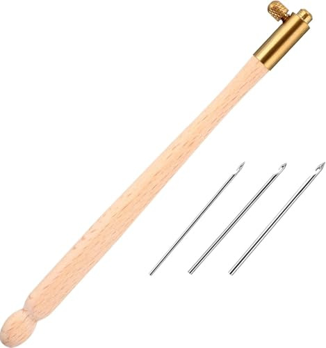 meekoo Gancho para Tambour con 3 Agujas 70 90-100 para Bordar | Juego de Herramientas de Ganchillo, para Bordar y Cuentas de Lentejuelas, Incluye Gancho para Tambour con 3 Agujas
