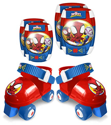 Set Rollers 4 Wheels + Elbow & Knee Pads Spidey