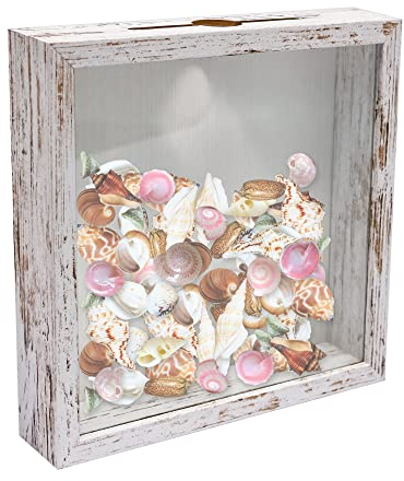 GraduationMall Marco de caja de sombra de carga superior de 8 x 8 pulgadas con vidrio HD, vitrina de madera con ranura, profundidad interior de 1.25 pulgadas, ideal para tapas de botellas de vino,