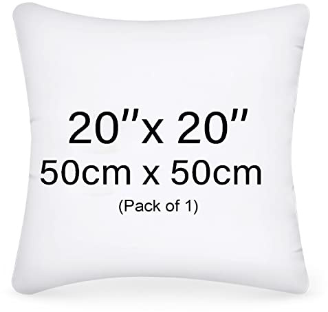 Sunshine Comforts Cushion inserts (Pack of 1), Luxury Cushions inserts 50cm x 50cm, Hypoallergenic Hollowfibre Square 20 x 20 cushion inserts, Extra Fluffy & Super Soft Cushion Pads - White