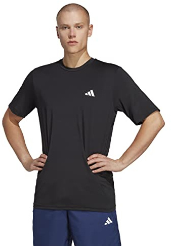 adidas Men's Train Essentials Stretch Training Tee, Black/White, M