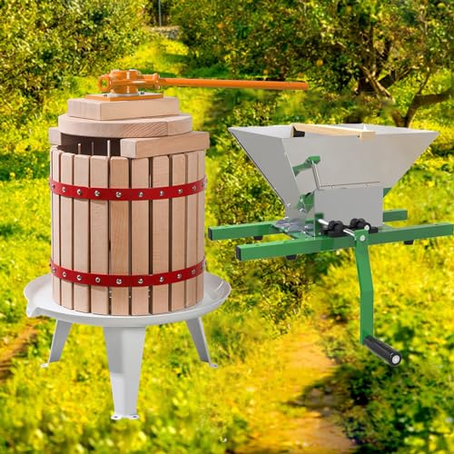 WDDEYYDS Obstpresse + 7L Obstmühle Obstpresse Presstuch Saftpresse Mechanische Weinpresse Apfelpresse Manuell Weinpresse Saftpresse Maischemühle Traubenmühle Hausgebrauch Beerenpresse,6LA+7LB