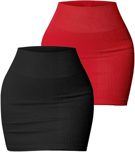 FEOYA Mujer Falda Skirt 2 Piezas Minifalda para Mujer Falda de Punto Mini Mujer Pantalón Corto Falda para Mujer