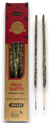 Incenso biologico - ULLAS - Fatto a mano - 25 g - Made in India - 100% naturale - 1 scatola (Palo Santo)