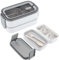 Premium Stainless Steel Bento Lunchbox,2-Tiered Compartments,BPA-Free Food Container,Eco-Friendly 304 Stainless Steel Lunch Box for Kids and Adults,Bread Box,Leak-Proof and Microwave-Safe (Grey)