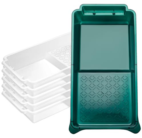 YiBaiBrush Paint Tray Liner, 6 Pack, 4 Inch Paint Roller Tray, Disposable Tray Liners 5pcs, Plastic Paint Tray with Roller Frame, for Home Decor, Walls and Furniture Painting