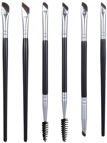 Lot de 6 pinceaux de maquillage professionnels pour eyeliner - Double et simple tête - Pour sourcils et yeux