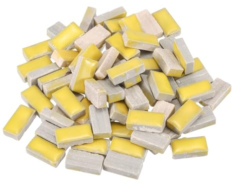 sourcing map 250g Ceramic Mosaic Tiles for Crafts Bulk, Rectangle Yellow Ceramic Tile for Mosaic Kits Garden Stepping Stone Cup Mat