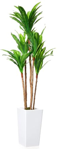 RBFGYIOP Monstera Finta con Vaso Bianco Alto – Pianta Verde Artificiale Foglia Grande, Bassa Manutenzione per Decorazione Interna