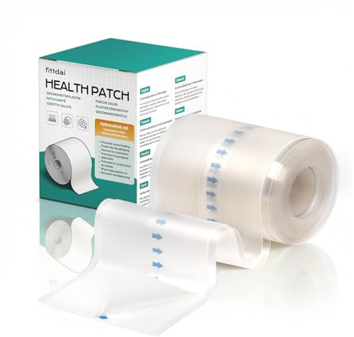 Rollo hidrocoloide 5 x 300 cm, parche de salud, apósito hidrocoloide autoadhesivo, altamente absorbente, impermeable y transpirable, con tiras de posicionamiento, Corte Libre