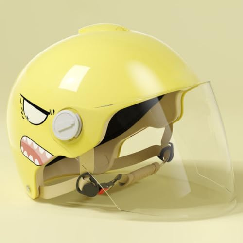 Casque Jet Moto Enfant, Demi-Casque avec Visière Solaire Homologué ECE 22.06, pour Garçons Et Filles De 3 À 12 Ans. D,45-65cm