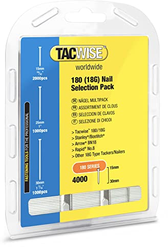 Tacwise 0205 Selección de Clavos Brad Galvanizados Tipo 18G / 15 - 30 mm, Paquete de 4000