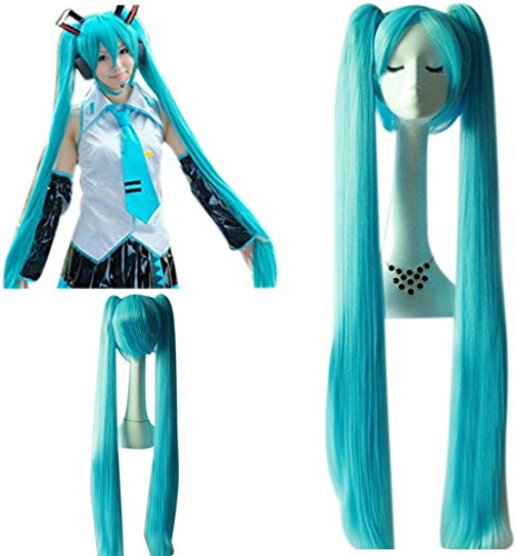 hatsune miku himmel blå super lång dubbel hästsvansar super lång cosplay-prydnadshår