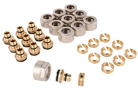 Wiroflex Klemmring-Adapter für Wiroflex Rohr 10er Set Schraubsystem Fitting 1/2 A x 16 mm Für Mehrschichtverbundrohr PE-RT DVGW Messing 26112 8