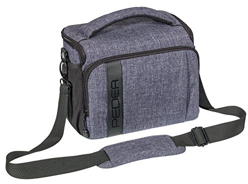 PEDEA DSLR-Kameratasche Fashion mit Displayschutzfolie für Canon EOS 5D 5D Mark II 400D 2000D / Nikon D60 D80 D90 D3100 D3200 D3300 D3400 D5300 D7100 / Pentax K 30 K 50 K 500, Gr. XL grau