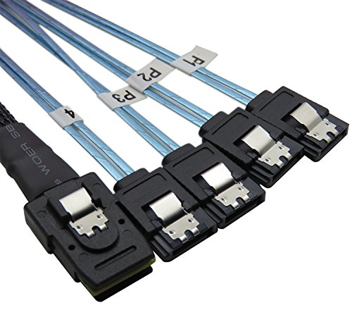 YIWENTEC Mini SAS 36p SFF-8087 vers 4 SATA Cible disque dur connecteur câble de données 0,75 m