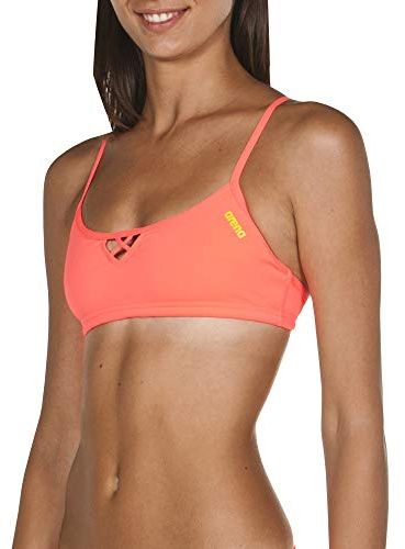 Arena Women's Standard Rulebreaker BE Bandeau Bikini Athletic Sport Swim Top, Shiny Pink, XX-Small