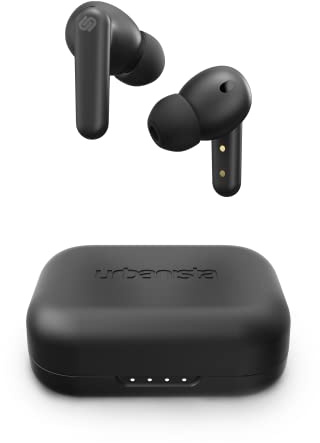 Urbanista London True Wireless Earbuds Headphones with Active Noise Cancelling, 25 Hours Playtime, Touch Controls & 6 Microphones for Clear Calling, Bluetooth 5.0 Earphones, Black