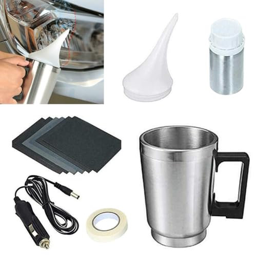 QKDS Kit di ripristino automatico per riparazione lente faro per la cura della tazza di atomizzazione Kit di ripristino automatico trasparente, ripristino ricondizionato Ristrutturazione Riscaldamento
