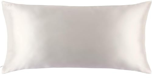 SLIP 22 Momme Seidenkissenbezug in 40 x 80cm im Petal Design - aus 100% Maulbeer Seide, mit Reißverschluss, atmungsaktiv, ideal für Allergiker, Weiß