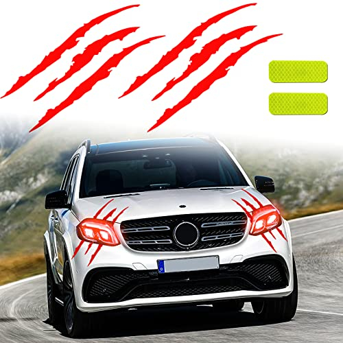 Rot Blut Monster Klaue Auto Aufkleber, Universal Auto Motorhaube Dekor Aufkleber, Autoaufkleber Scratch Decal mit Reflektierende Aufkleber, Wasserfeste Vinyl Badge Aufkleber,Sportwagen SUV Motorräder