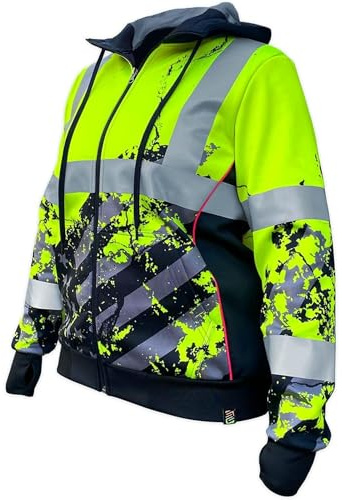 SafetyShirtz American Grit Hi Vis Hoodie for Women - Heavy-Duty Polyester with Soft Combed Fleece Interior - Class 3 Type R - Meets ANSI/ISEA 107-2015 - Yellow - Medium