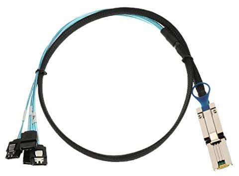 Geardeangloow Mini-SAS 26P SFF-8088 TO 4x SATA 7Pin 6Gb/s Adapter Cable 30AGW & Latch 1M