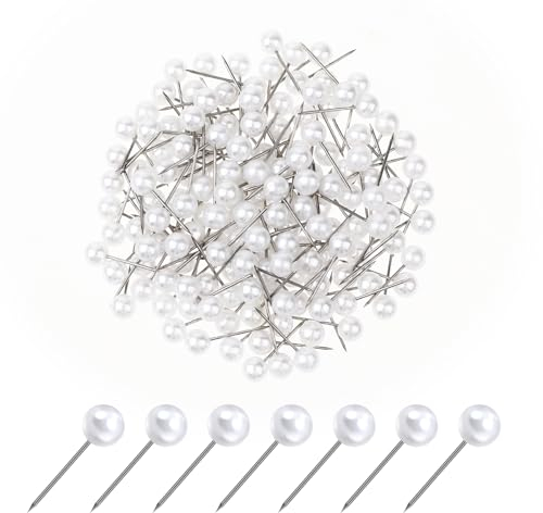 150 Stück Perlen Pin Stecknadel Stecknadeln mit Kopf Nähnadeln für Stoff 5mm Dekonadeln Perlennadel Kurze Perlenkopf Nadeln für Weltkarten Korktafeln Reißzwecken zum Nähen Basteln DIY Zubehör