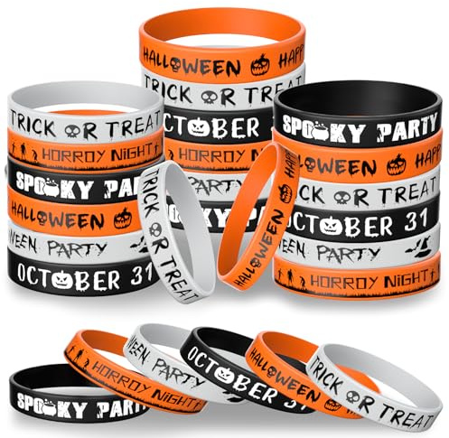 Morcheiong 36 braccialetti in gomma per Halloween, 6 braccialetti in silicone dal design classico, per Halloween e feste spaventose