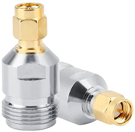 Adattatore RF, Convertitore Coassiale con Connettore Tipo N Femmina a SMA Maschio, 2 Pezzi in Oro, Placcato per Larghezza di Banda Ad Alta Frequenza, Lunga Durata, con Ampia