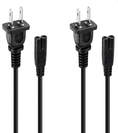 PS5 Power Cord & Xbox Series X/S Power Cable - 2 Pack Replacement 2 Prong Universal Figure 8 Non-Polarized AC Cord for PlayStation 5/PS4 Slim/PS3, Xbox One X/S,Series X/S - Power Supply & Durable 5FT
