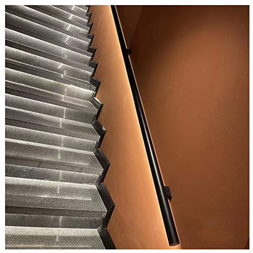 Stair handrail lights LED Lighting Handrail - Aluminum Handrail with LED Light Strips - Luminous Staircase Railing - Easy to Install - Light up Your Stairs (Color : Black, Size : 19.7/0.5m)