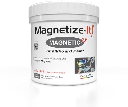 Magnetize-It! Magnetic Wall/Chalkboard Paint (Water Based) - Deco Colour Extra Adhesion and Sustainable, All-Purpose Interior Paint 0.5 L (Moon Grey)