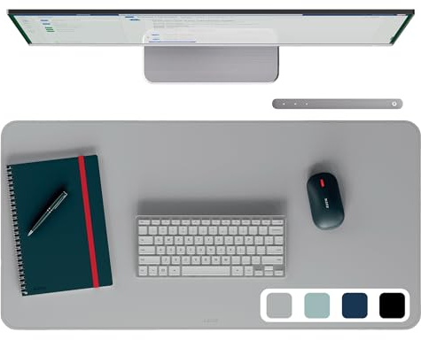 Leitz Schreibtischunterlage, Wasserabweisende Tischunterlage, Rutschfeste Matte für Schreibtisch, Tastatur und Maus, Langlebig, Hellgrau, 80 x 40 cm, 53820085