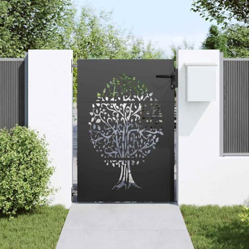 Canditree Black Metal Garden Gate with Lock, Powder-Coated Steel Lockable Door for Pathway, Garden Entrance