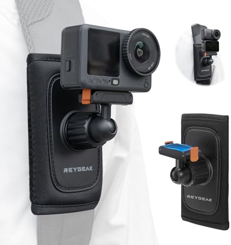 REYGEAK Rucksack Schultergurt Halterung für DJI OSMO Action 6/OSMO Nano,mit Verstellbarem Schulterpolster, Gurthalter-Befestigungssystem (für Action 6/Nano)