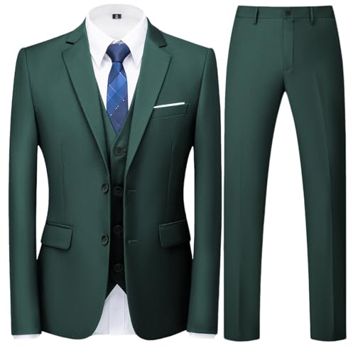 KUDORO Costume Homme 3 pièces à Deux Boutons Slim Fit Blazer Pantalon Gilet