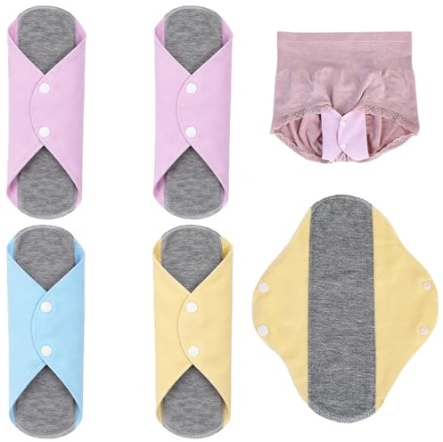 BLPRKOT 4 Piezas Salvaslip Algodon Reutilizables, Compresas de Tela Lavables 20x23cm, Protectores de Bragas para Menstruación e Incontinencia, Suaves y Transpirables con Grafeno