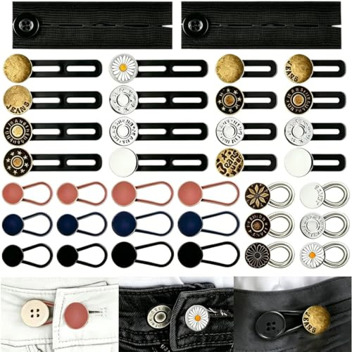 36 piezas de extensores de cintura flexibles de metal y silicona extensores