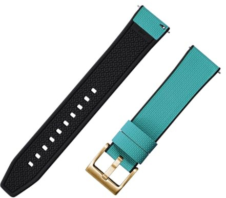 Bracelets de montre en caoutchouc FKM à dégagement rapide, bracelet épais de 18 à 24mm, avec boucle en argent, noir et or, tissu à voile, Sport(Gyan-Buckle3,18mm)