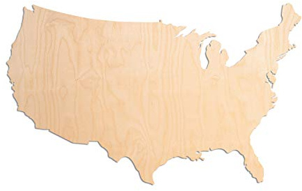 “USA”, Unfinished Country Wood Cutout Shape (USA)